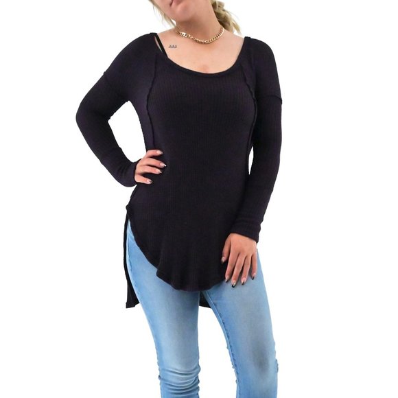 Free People Tops - FREE PEOPLE Thermal Long Sleeve Hi Low Tunic #BV8